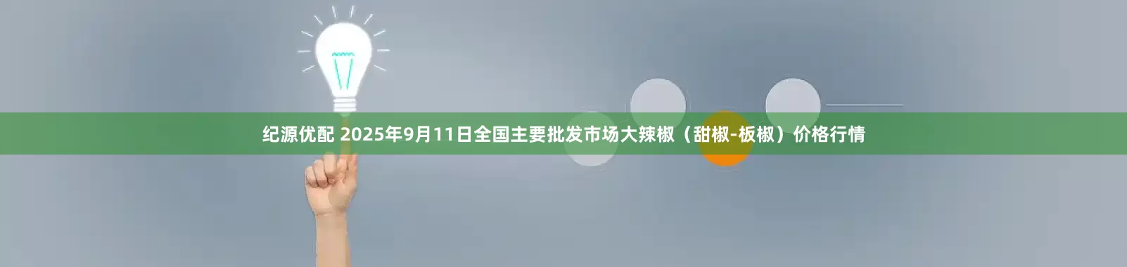 纪源优配 2025年9月11日全国主要批发市场大辣椒（甜椒-板椒）价格行情